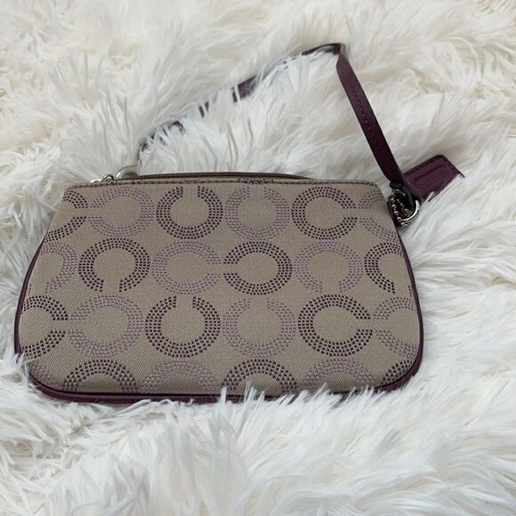 Vintage Coach Beige and Purple Clutch Wristlet - Picture 2 of 3